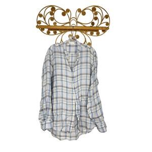 CP Shades linen plaid tunic long sleeve M